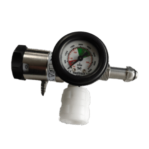 Oxygen Regulator F Size + BS Schrader Outlet & Fir Tree