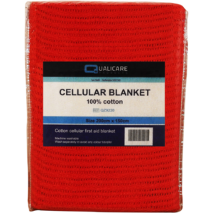 Qualicare Cellular Blanket Red – 100% Cotton – 200cm x 150cm